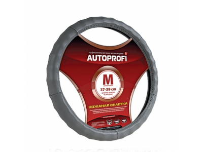 Оплетка "АВТОПРОФИ" кожа ребристая серый AP-265 D.GY M 1/20