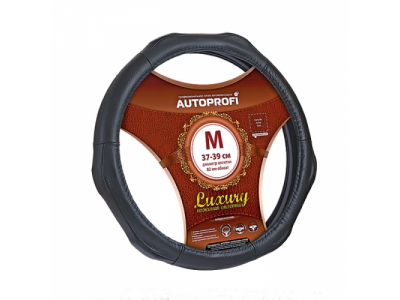 Оплётка руля "Luxury" кожа, 3 рельефные вставки (черный) (XL)