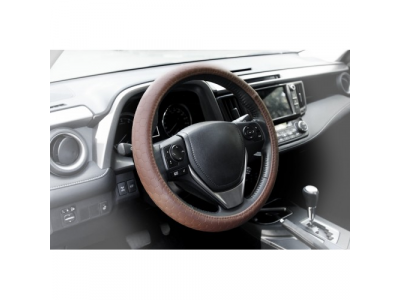 Оплетка иск. кожа с тиснением, коричневая, 40 см / L