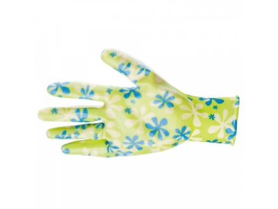 Перчатки садовые из полиэстера с нитриловым обливом, зеленые, S //PALISAD