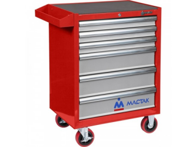 Тележка инструментальная, 6 ящиков, красная