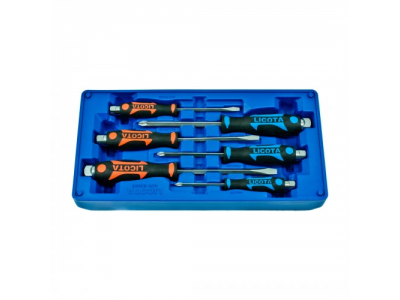 Набор отверток цельнометаллических, 6пр., в ложементе-кейсе