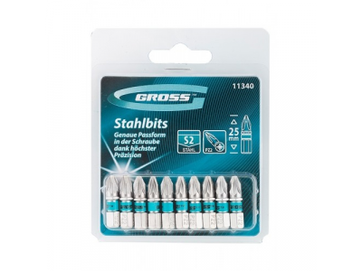 Набор бит PZ2х25, сталь S2, 10шт //GROSS