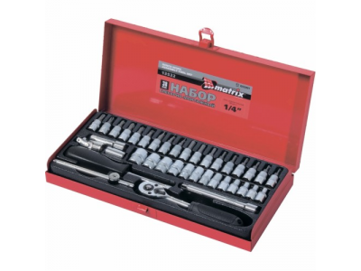 Набор слесарно-монтажный с квадратом 1/4", 38 предм.// MATRIX MASTER