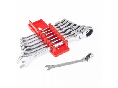 Набор ключей комбинированных, трещеточных шарнирных 8штук Matrix