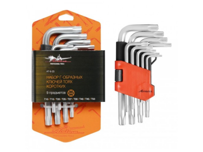 Набор Г-образных ключей TORX коротких 9 предметов, пласт.подвес