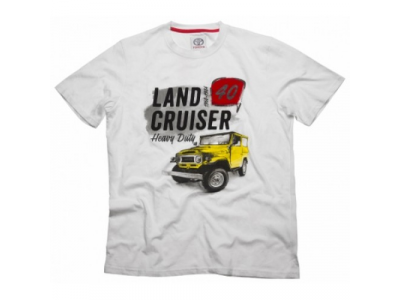 Футболка мужская Toyota Men's T-Shirt, Land Cruiser 40, White, артикул TMHRTTCM03S